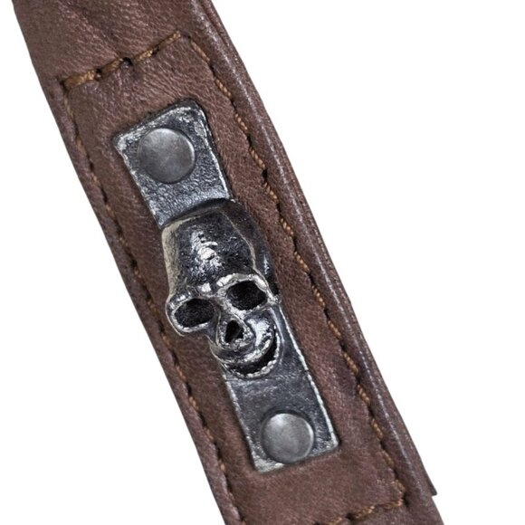 Thomas Wylde Brown Leather Studded Skull Large Hobo Bag Vintage Y2K - Picture 12 of 15